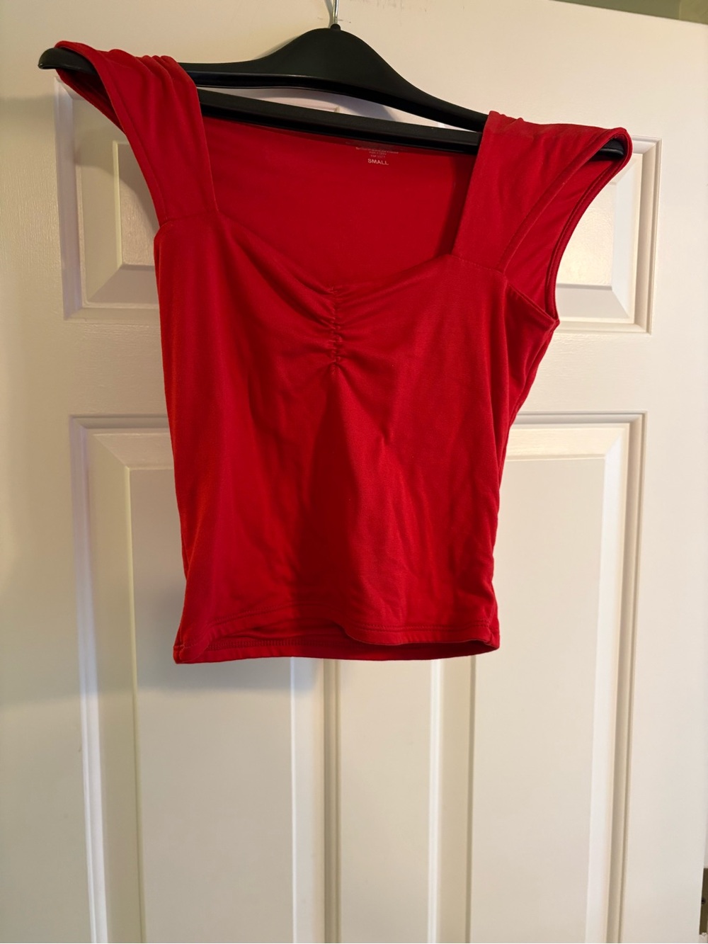 Harper Red Square-Neck Ruched Crop Top